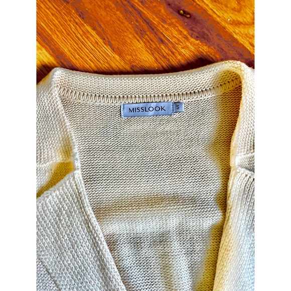 Misslook Light Peach/Pink Knit 3 Button Oversized Sweater Cardigan Size Small - Picture 6 of 9